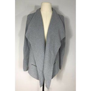 Boden Gray Zip Pockets Cotton Wool Blend Open Front Cardigan Sweater Women’s S